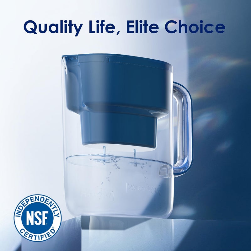 Waterdrop Water Filter Pitcher, 200-Gallon Long-Life, 10-Cup Large Water Filter Pitcher, Improved Coffee & Tea Taste, NSF Certified, 5X Times Lifetime, Reduces PFOA/PFOS, Chlorine, Classic Blue - Image 3