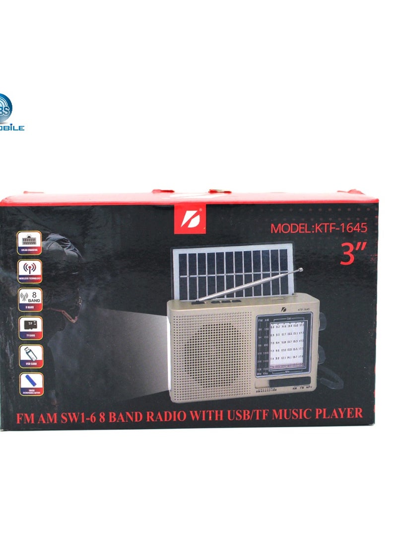 KBorad KTF-1645 Solar Charging Wireless Portable Radio Speaker - Image 2