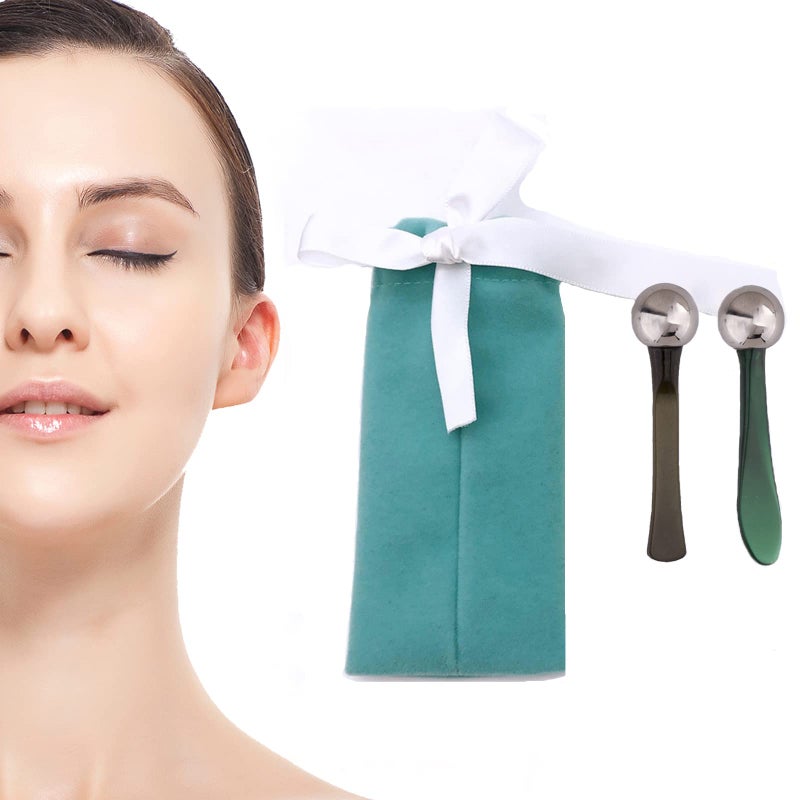 Marfort 2 PCS Portable Eye Serum Cream Applicator Eyes Massage Tool Can Be Used As Eyes Cream Spoon Reduce Eye Swelling Flannel small gift bag