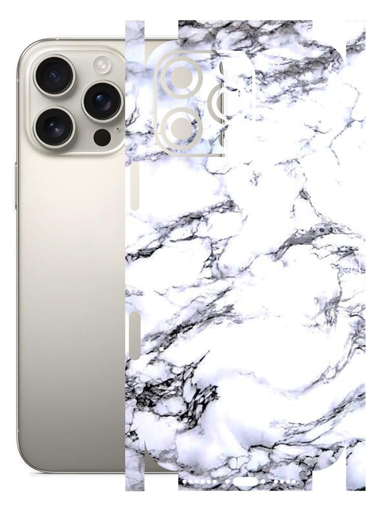 AtOdds - Full Body Back Screen Guard Protector Film - Lamination Wrap Skin Sticker for iPhone 16 Pro Max | Scratchproof Matte Finish (Design - Marble) - Image 1