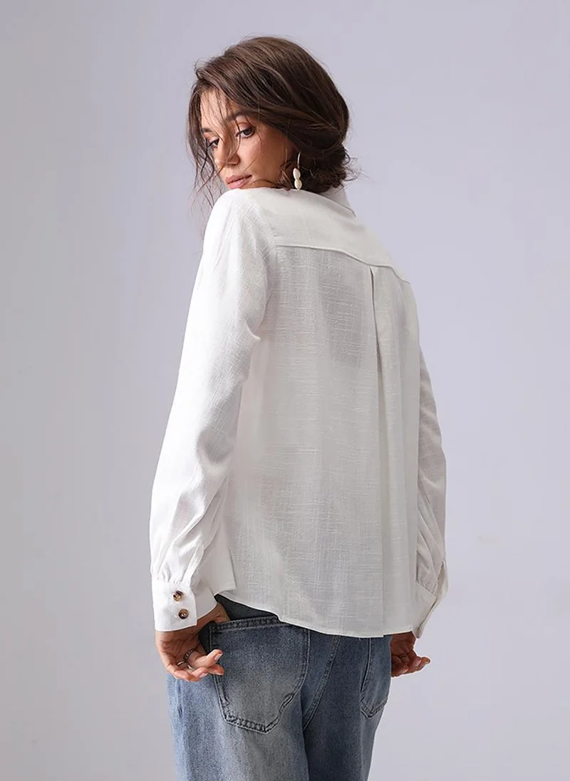 YUNIQEE Off White Spread Collar Regular Sleeves Regular Fit Shirt