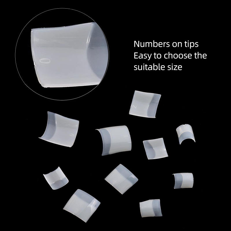 Ohlove Square Nail Tips Half Cover 500Pcs Clear Acrylic Nails French Short False Nails with Box (Natural) - Image 4
