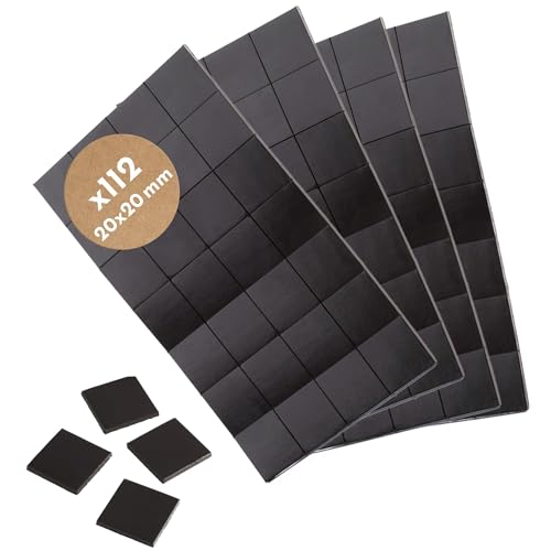 WINTEX Magnets for Crafts Strip with Adhesive Backing - 112 pcs x 0.8 inches Small Square Stick On Magnet Strips - Thin Flat Black Magnetic Peel-Off Tape Squares - Image 1