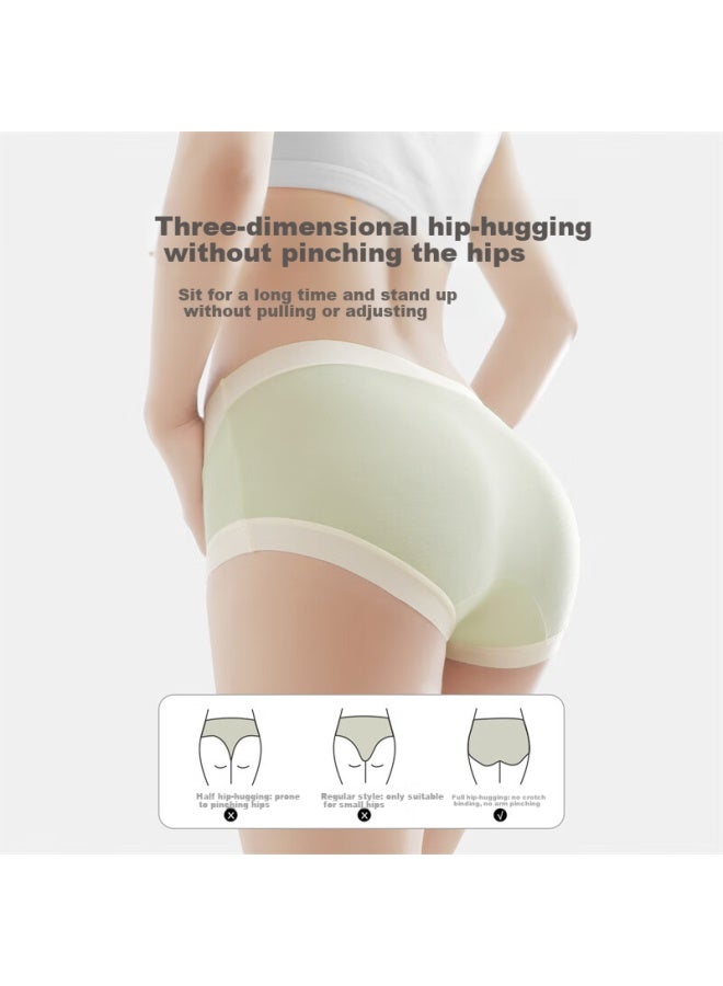 Youngyell Women's Underwear Plus Size 10a Antibacterial Pure Cotton Extended Crotch Mid-waist Seamless Girls Student Underwear 4-pack - Image 4