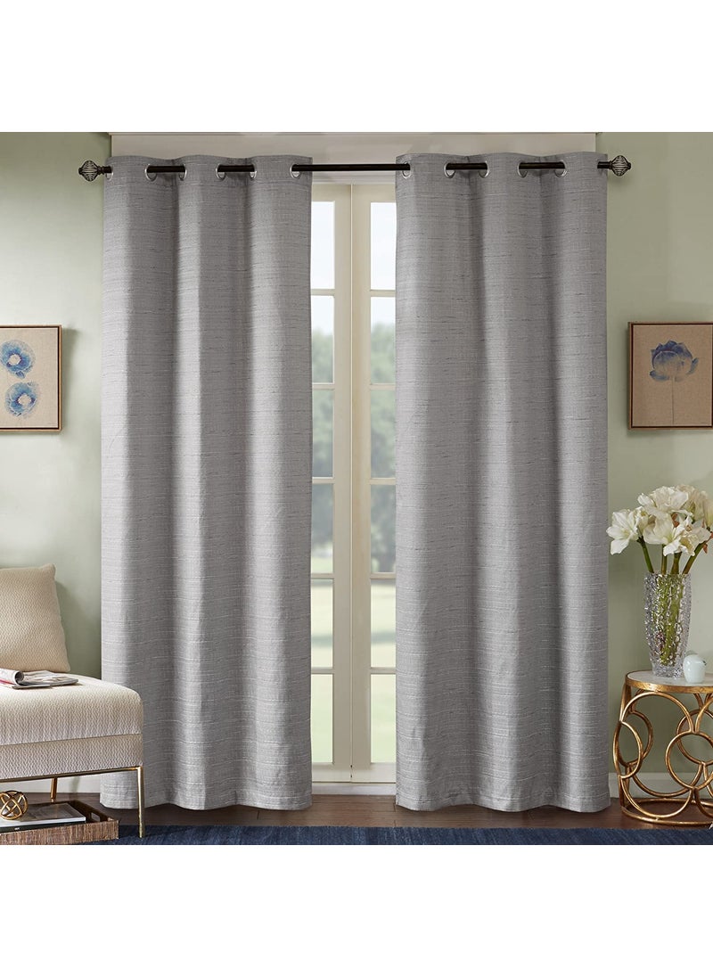Comfort Spaces Comfort Spaces Grasscloth Room Darkening Window Curtain Pair / 2 Pieces Panels Grommet Top Energy Efficient Saving Drapes for Living Room Bedroom and Dorm  40"" W x 84"" L  Grey  - Image 2