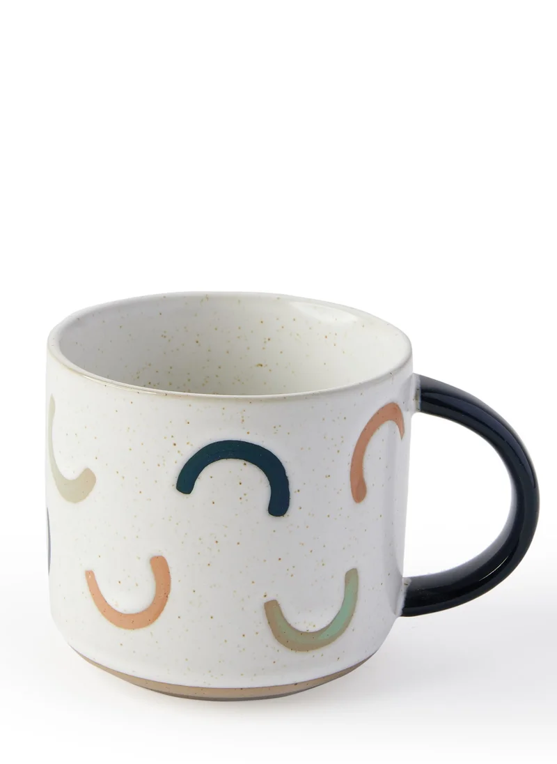 Prickly Pear Prickly Pear 'Rainbow' Mug with Navy Handle, 350ml Ceramic Coffee and Tea Mug