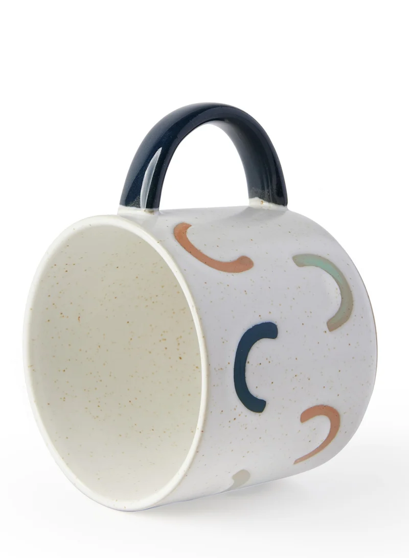 Prickly Pear Prickly Pear 'Rainbow' Mug with Navy Handle, 350ml Ceramic Coffee and Tea Mug