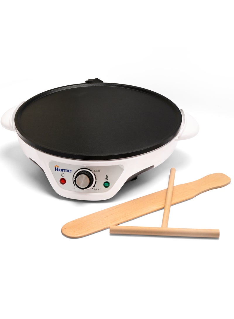 هوم ماكينة كريب 1200 وات صانع كريب بقطر 30 سم. لوح طهي غير لاصق لسهولة التنظيف. تشغيل وإضاءة جاهزة يتم التحكم فيها بواسطة الترموستات. - Image 1