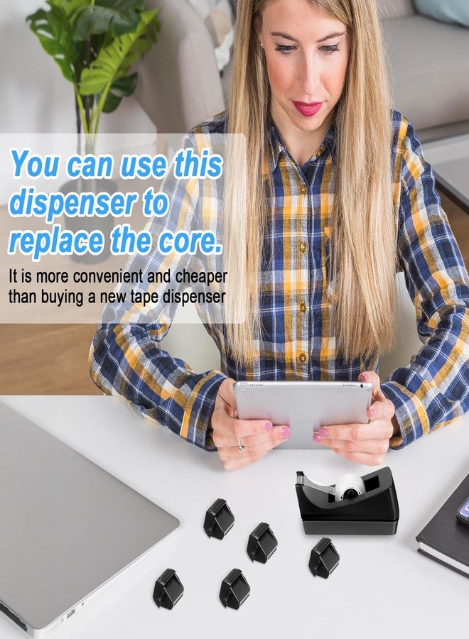Alrhso Tape Dispenser Replacement Core 12 Pcs Small Plastic Allocator Roll for 1Inch Transparent Tape School Office Home Supplies (Black) - Image 5
