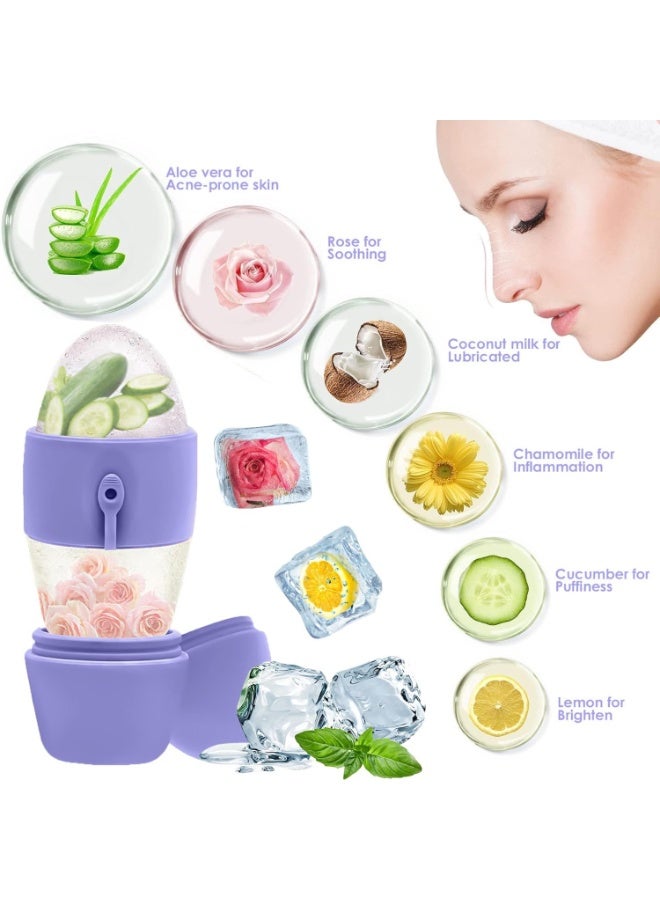 Facial Massage Roller, Silicone Eye And Face Compress, Cooling Ice Tray, Ice Compress Beauty Device, Purple - Image 4