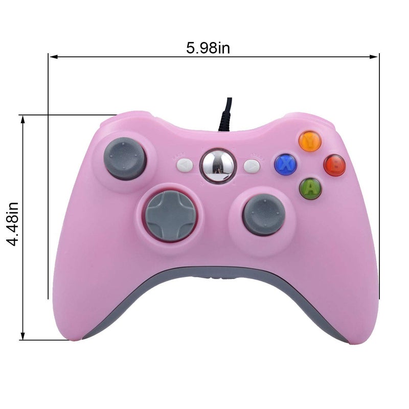ONE250 USB Wired Game Pad Controller, Compatible with Xbox 360, Xbox 360 Slim, Windows PC - Replacement USB Wired Gamepad (Pink) - Image 3