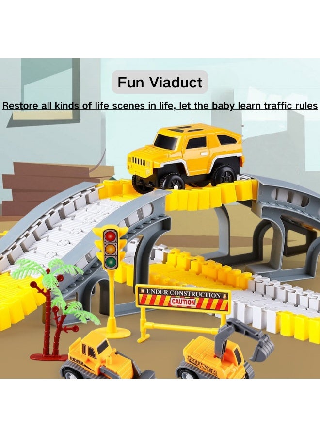 McDou Railcar Engineering Road Toys, 305 PCS Construction Toys, Variety Patchwork Kids Car Set, Construction Car and Flexible Track Playset , Best Toys for 3+ Boys and Girls - Image 4