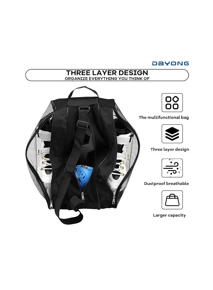 DAYONG حقائب التزلج على العجلات، حقيبة تزلج من قماش أكسفورد مع حزام كتف قابل للتعديل للأطفال والبالغين، حقيبة تزلج بسعة كبيرة للأحذية، الخوذة وغيرها من ملحقات التزلج - Image 4