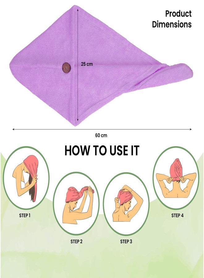 موش منشفة شعر من الخيزران من موش | فائقة النعومة، ماصة، ومضادة للميكروبات | منشفة شعر سريعة الجفاف من الخيزران بوزن 500 غرام/متر مربع | عبوة من قطعة واحدة، لون بنفسجي فاتح - Image 4