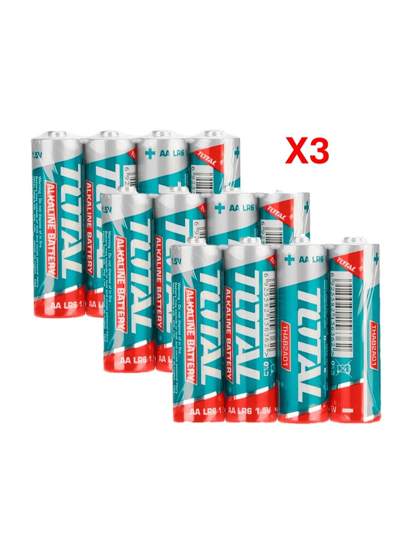 TOTAL AA Alkaline Batteries – 3×4PCS Value Pack (12 Batteries Total) | 1.5V | 2900mAh | LR6 | Long-Lasting Power - Image 1