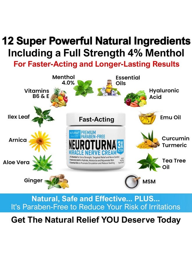 Nuturna Neuropathy Nerve Relief Cream - Premium Nerve Cream 3X Action for Targeted Relief and Soothing Nerve Comfort - Maximum Strength with 4% Menthol, MSM for Feet Hands Legs Toes & Back - Super Large 8 Oz - Image 4