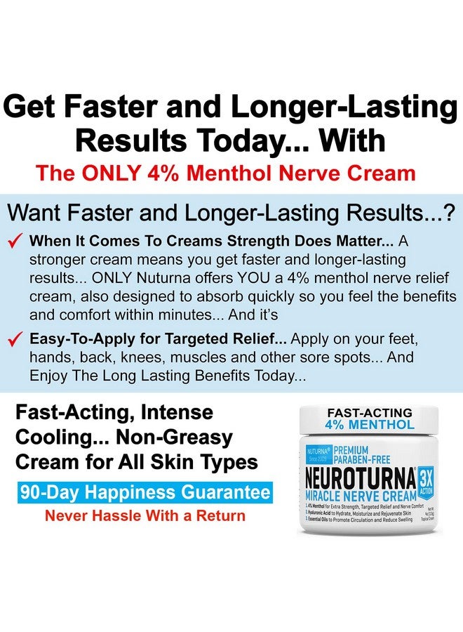 Nuturna Neuropathy Nerve Relief Cream - Premium Nerve Cream 3X Action for Targeted Relief and Soothing Nerve Comfort - Maximum Strength with 4% Menthol, MSM for Feet Hands Legs Toes & Back - Super Large 8 Oz - Image 2