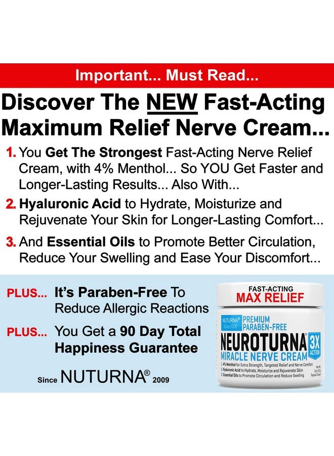 Nuturna Neuropathy Nerve Relief Cream - Premium Nerve Cream 3X Action for Targeted Relief and Soothing Nerve Comfort - Maximum Strength with 4% Menthol, MSM for Feet Hands Legs Toes & Back - Super Large 8 Oz - Image 1