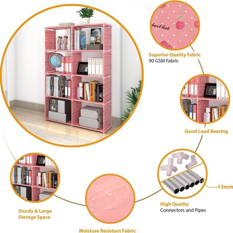 Jaffix Book Self – 8 Layer Portable Book Shelf, Baby Books Racks for Home, Bookshelf for Home,Book Cabinet,Book Shelves, Book Stand, Bookshelf Organiser, Book Rack (Cherry-Pink, 8-Cases) - Image 2
