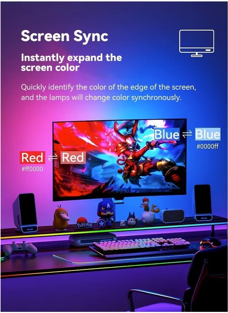 Generic - Monitor Led Backlight, 24 Inch Led Strip Lights Sync with Screen Color or Music, RGB Computer Light Bar Behind Monitor Supports Pc or Mac - Image 1