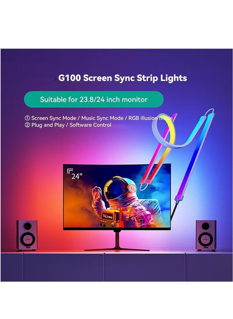 Generic - Monitor Led Backlight, 24 Inch Led Strip Lights Sync with Screen Color or Music, RGB Computer Light Bar Behind Monitor Supports Pc or Mac - Image 1