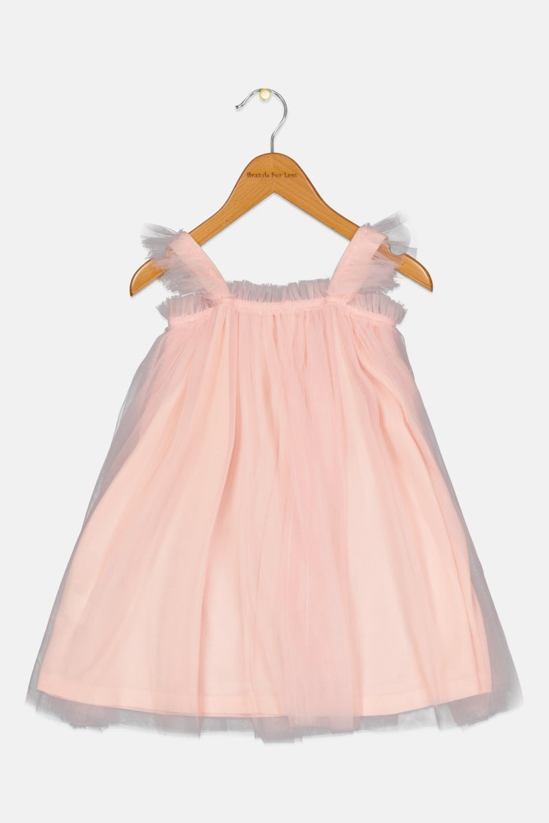 English Laundry Toddlers Girl Solid Mesh Casual Dress, Pink - Image 3