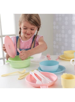 KidKraft KidKraft 27-Piece Pastel Cookware Set, Plastic Dishes and Utensils for Play Kitchens, Gift for Ages 18 mo+  - Image 4