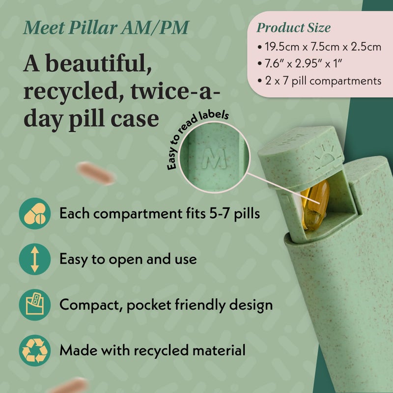SEQUENCE Pillar Plus - Aesthetic 7 XL Day Pill Organizer | BPA-Free Wheat Straw Medicine Case | Pretty Travel & Home Tablet Vitamin Organizer | Cute Weekly Pill Box | Travel Medicine Organizer (Off White) - Image 3