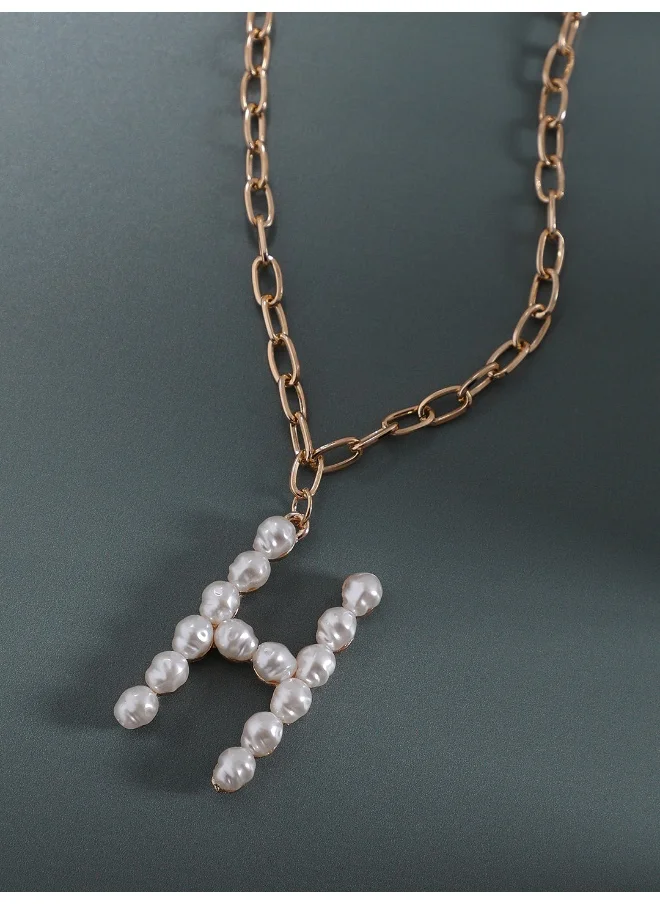 SOHI Pearl H Alphabet Necklace