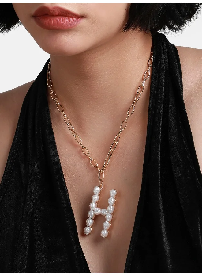 SOHI Pearl H Alphabet Necklace