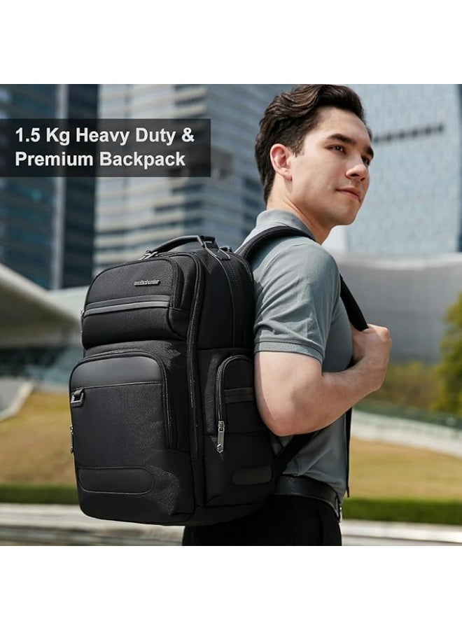 أركتيك هانتر حقيبة ظهر Arctic Hunter Business للرجال بسعة 20 لترًا، حقيبة ظهر متينة للكمبيوتر المحمول مصنوعة من البوليستر 1680D، مقاس 15.6 بوصة، حقيبة كمبيوتر محمول مبطنة مقاومة للماء والخدش، جيوب متعددة - Image 4