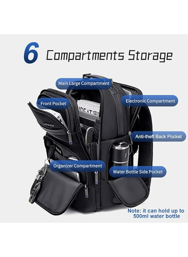 أركتيك هانتر حقيبة ظهر Arctic Hunter Business للرجال بسعة 20 لترًا، حقيبة ظهر متينة للكمبيوتر المحمول مصنوعة من البوليستر 1680D، مقاس 15.6 بوصة، حقيبة كمبيوتر محمول مبطنة مقاومة للماء والخدش، جيوب متعددة - Image 2