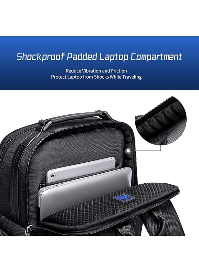 أركتيك هانتر حقيبة ظهر Arctic Hunter Business للرجال بسعة 20 لترًا، حقيبة ظهر متينة للكمبيوتر المحمول مصنوعة من البوليستر 1680D، مقاس 15.6 بوصة، حقيبة كمبيوتر محمول مبطنة مقاومة للماء والخدش، جيوب متعددة - Image 5