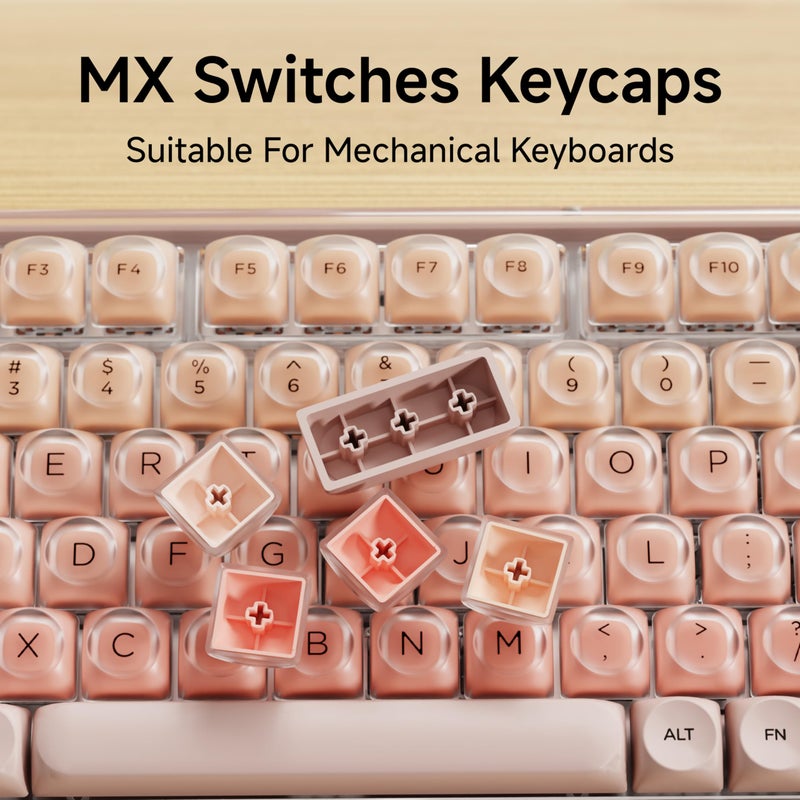 SEUNKWANG EWEADN Foundation PBT Keycaps, Jelly MOA Profile Keycap, 132 Keys Cute Custom Keycaps for Mechanical Keyboard with Cherry/Gateron MX Switches-Pink - Image 4