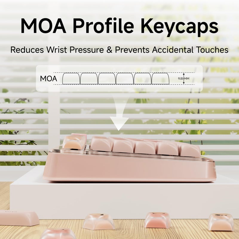 SEUNKWANG EWEADN Foundation PBT Keycaps, Jelly MOA Profile Keycap, 132 Keys Cute Custom Keycaps for Mechanical Keyboard with Cherry/Gateron MX Switches-Pink - Image 5