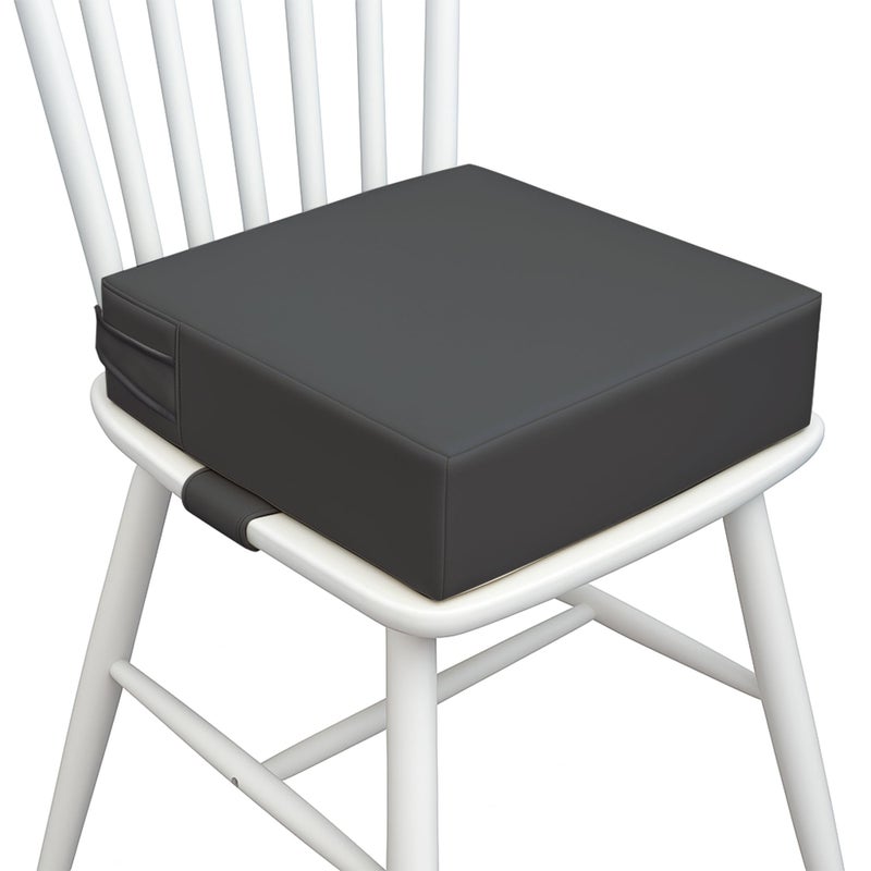 AAAini Booster Seat for Kitchen Chair PU MaterialToddler Booster Seats for Dining Table Portable for Travel Camping Eating Double Safe Straps NonSlip Bottom Rock Grey 