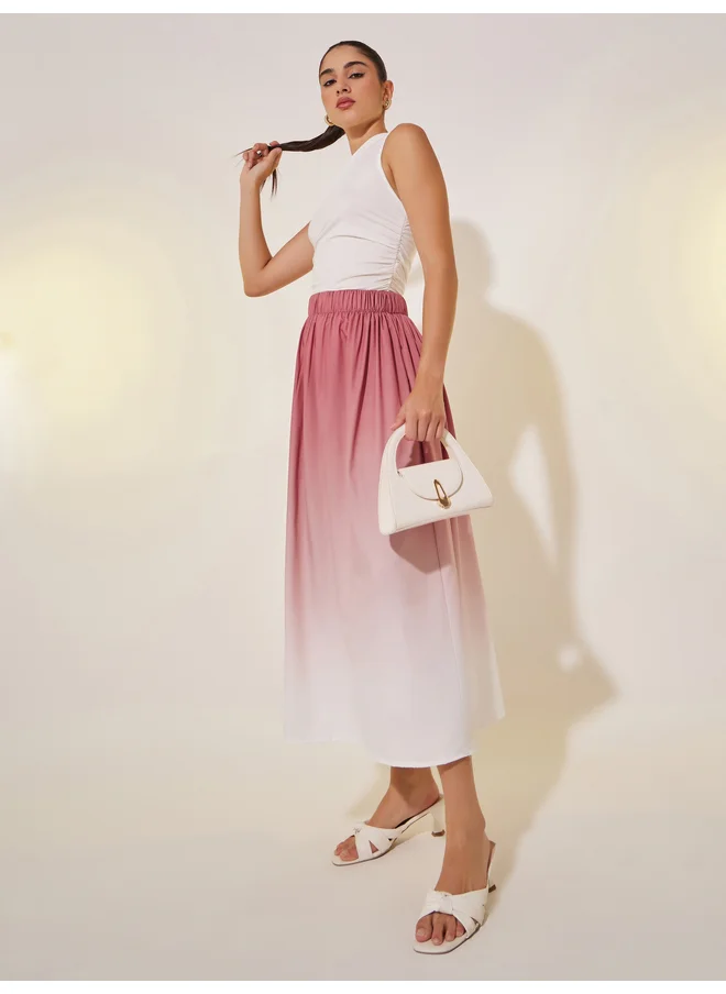 تايك تو Take Two Ombre A-Line Midi Skirt