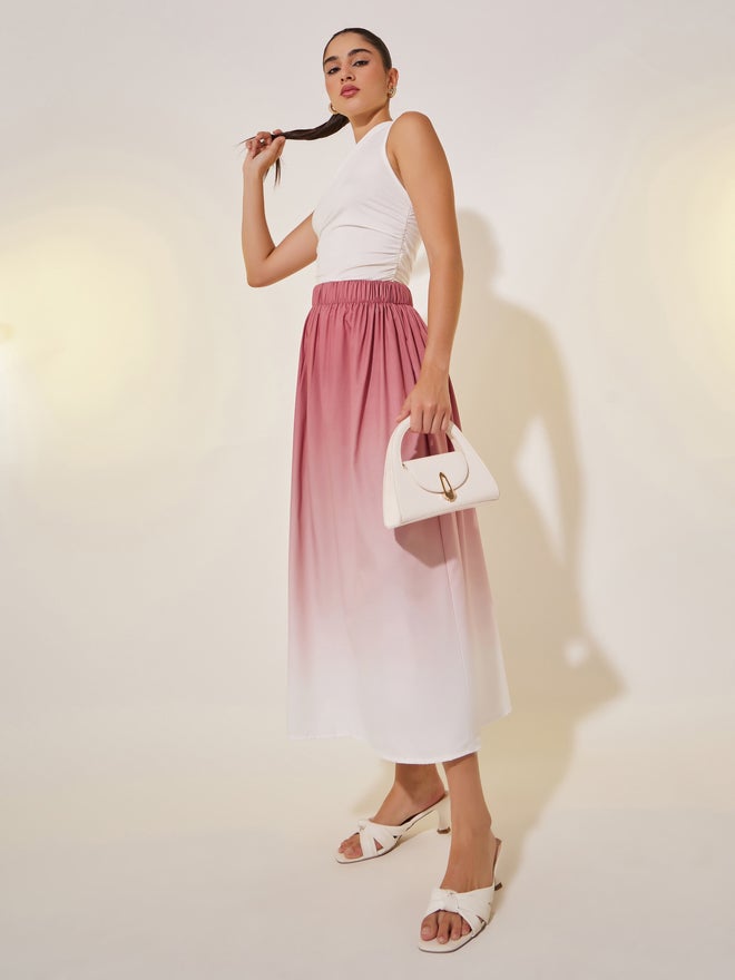 Take Two Take Two Ombre A-Line Midi Skirt  - Image 1