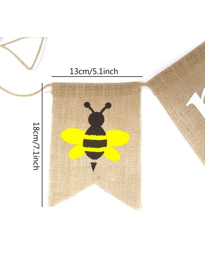 HONBAY Bumble Bee One Banner Vintage Burlap Banner For 1St Birthday Party Highchair Decoration - Image 3
