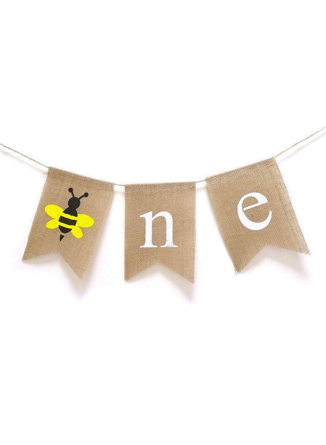 HONBAY Bumble Bee One Banner Vintage Burlap Banner For 1St Birthday Party Highchair Decoration - Image 2