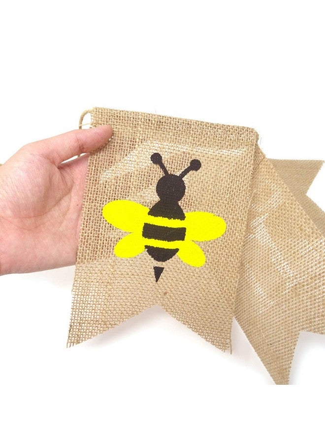 HONBAY Bumble Bee One Banner Vintage Burlap Banner For 1St Birthday Party Highchair Decoration - Image 4