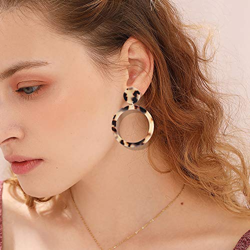 MOLOCH Acrylic for Women Geometry Resin Drop Dangle Earrings Bohemia Tortoise Shell Hoop Earrings Mottled Statement Stud Earrings Fashion Jewelry (Leopard) - Image 2