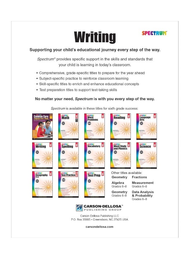 Spectrum Writing, Grade 6: Volume 40 - Image 2