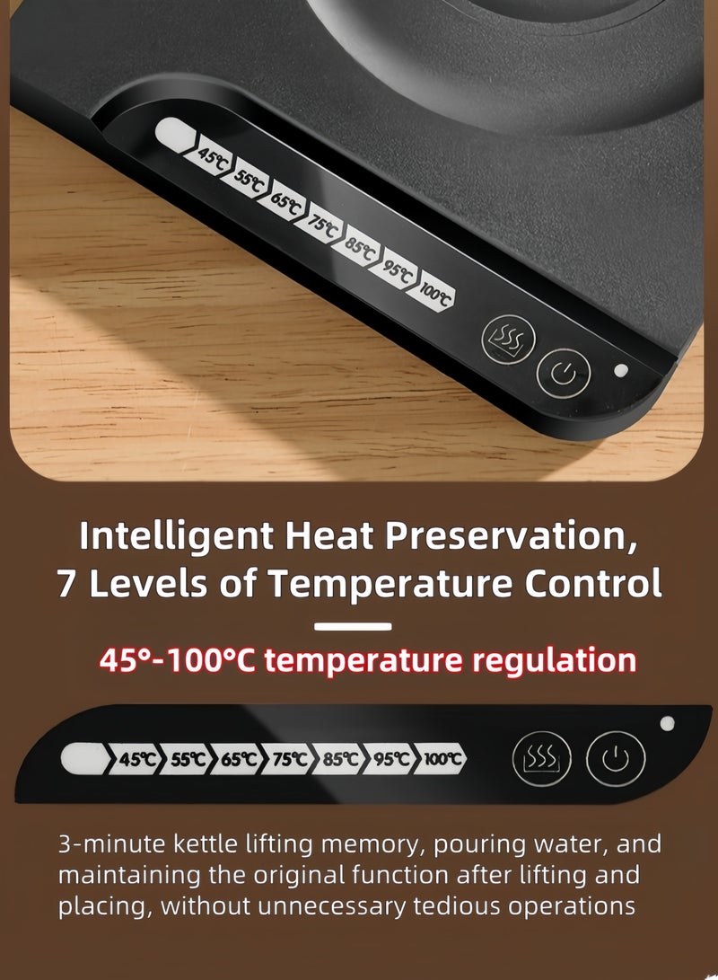 نيهاو الغلاية متعددة الوظائف برقبة إوزة V60، غلاية كهربائية، وعاء قهوة ووعاء شاي، سعة 1000 مل، قدرة 1000 وات مع مقبض لضبط درجة الحرارة وحرارة تلقائية، مصنوعة من الفولاذ المقاوم للصدأ 304، مناسبة للاستخدام في المنزل والمكتب - أسود - Image 4