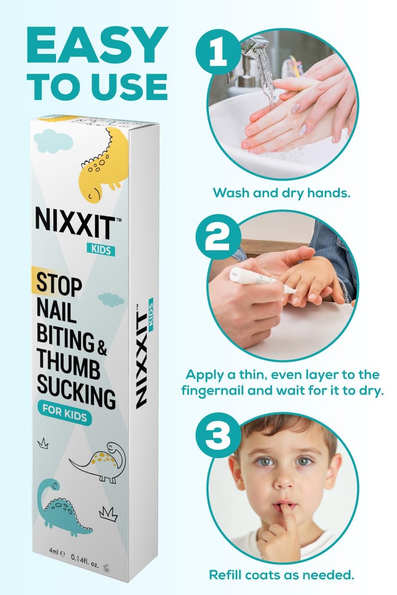 NIXXIT Nail Biting Prevention for Kids - Thumb Sucking Deterrent for Kids, Toddlers, Children - No Bite Nail Polish Pen - Bitter Taste - Safe & Effective Solution for Age 3+ - Image 2