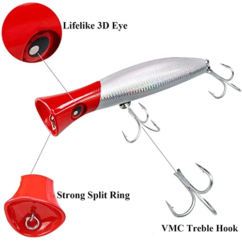 THKFISH Topwater GT Popper Fishing Lure - Saltwater Floating Tuna Lure With 3X Strong Hook for Surf Fishing - BlueLaser 1pc - Image 4