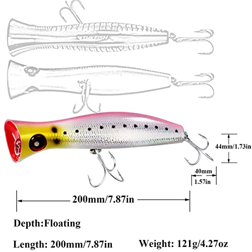 THKFISH Topwater GT Popper Fishing Lure - Saltwater Floating Tuna Lure With 3X Strong Hook for Surf Fishing - BlueLaser 1pc - Image 5