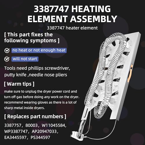 Pulluty 【Upgraded】WP3387747 3387747 Dryer Heating Element for Whirlpool Cabrio Duet Kenmore Elite Maytag bravos xl Dryer WED5100HW1 WED5500XW1 WED5700AC1 WED6120HW1 WED6620HW1 MED5500FW1 MED6230RHW1 - Image 3