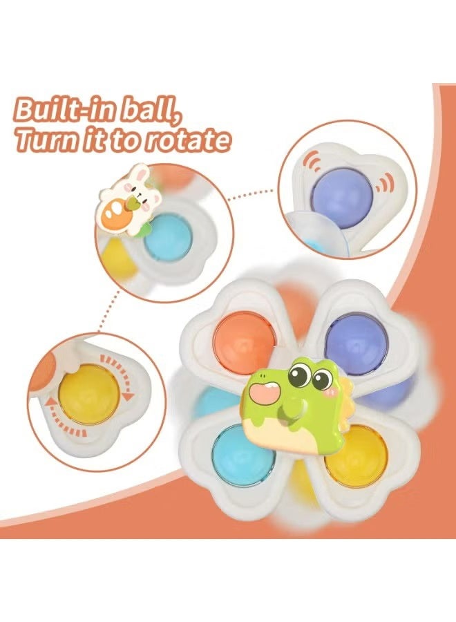 Amanli 3 Suction Cup Rotating Toys, Decompression Rotating Toys, Essential Items, Children 1-3 Years Old Rotating Toys, Toys, Bathtub Toys, Sensory Toys, Early Education Toys（Multicolour） - Image 2