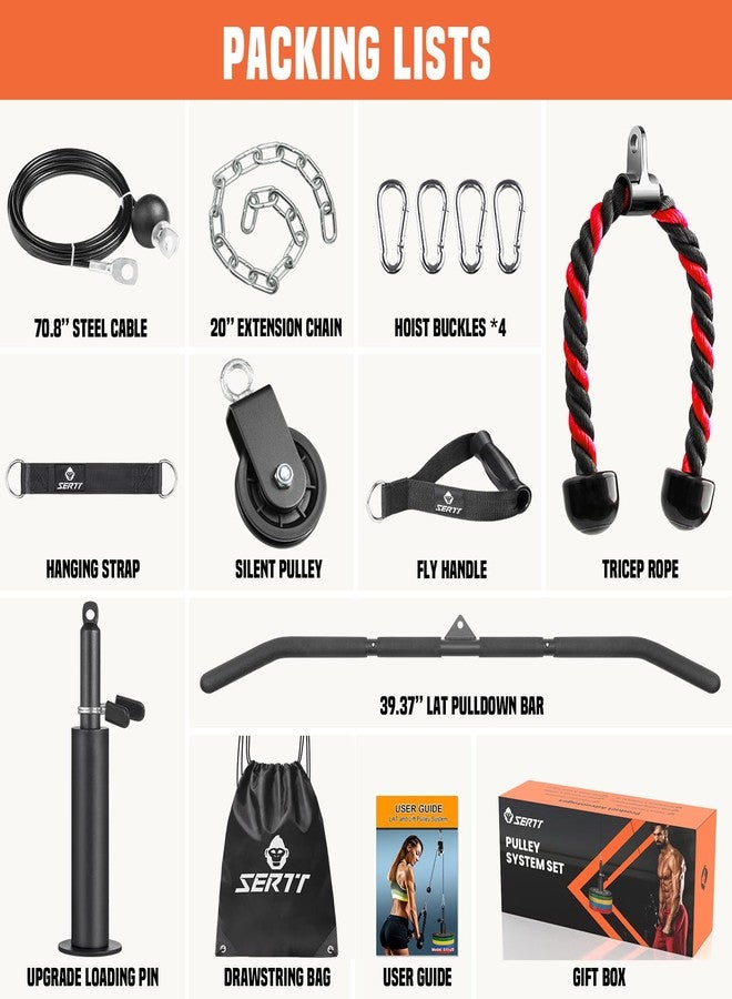SERTT Gym Cable Pull System Rack Rack Pulley Accessories with LAT 2-in-1 Pull Up Bar and Improved Load Pin, Weight Lifting System for Triceps, Biceps, Back - Image 2
